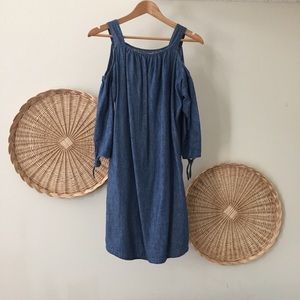 SOLD Madewell Chambray Cold Shoulder Dress